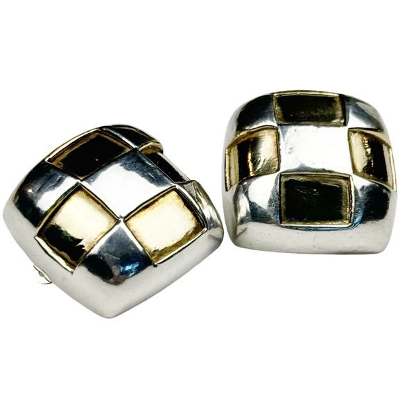 Simon Sebbag 80”s Silver & Vermeil Gold Clip Earrings - Picture 2 of 16